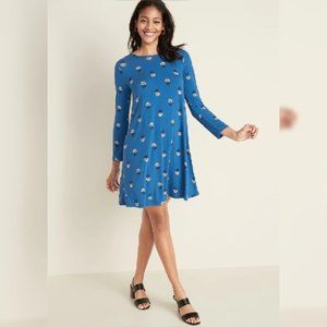 Old Navy Blue Floral Swing Dress Size L
